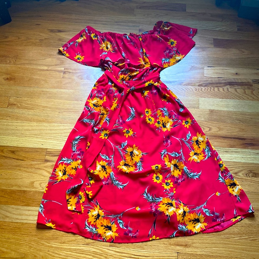 Only wore once XS sunflower off the shoulder dress